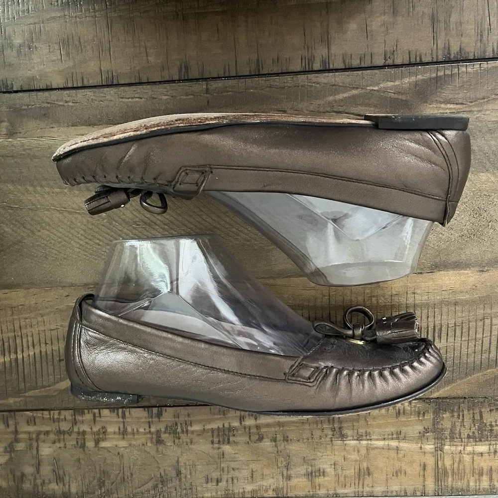 Cole Haan Brown‎ Leather Tassel Loafers Slip-On Shoes Womens Sz 7.5B